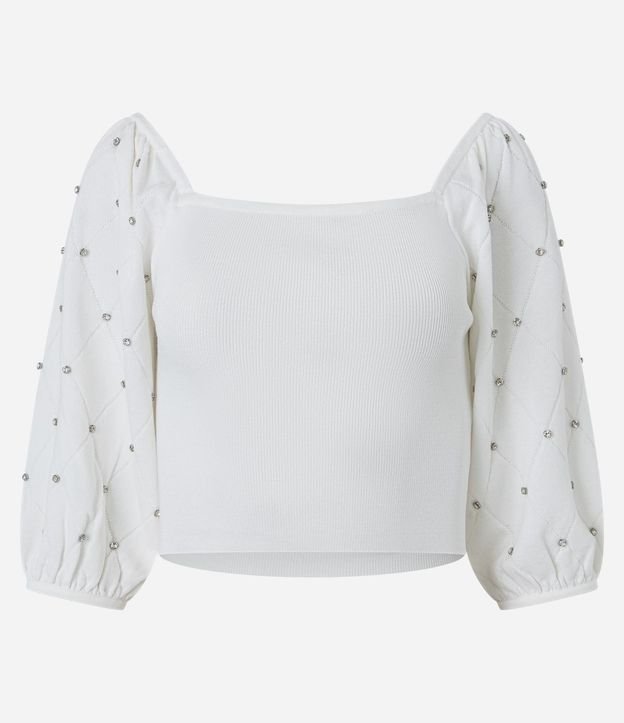 Blusa en Punto con Brillo y Textura en la Manga Bufante 5