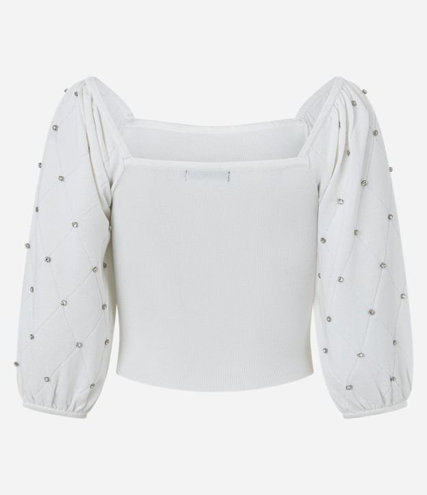 Blusa en Punto con Brillo y Textura en la Manga Bufante 7