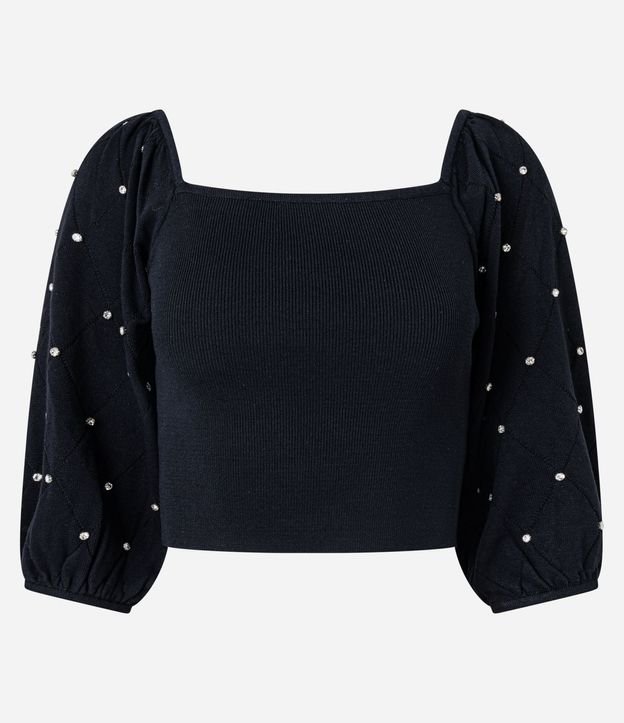 Blusa en Punto con Brillo y Textura en la Manga Bufante 5