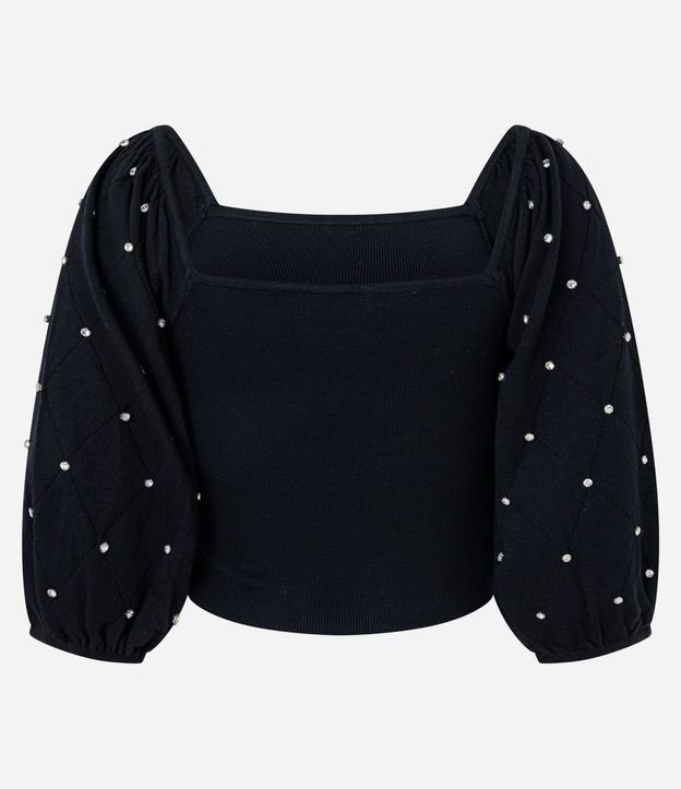 Blusa en Punto con Brillo y Textura en la Manga Bufante 6
