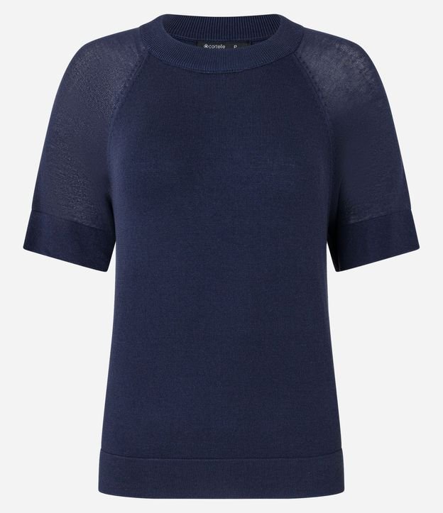 Blusa en Punto con Sisa Raglán y Manga Transparente 6