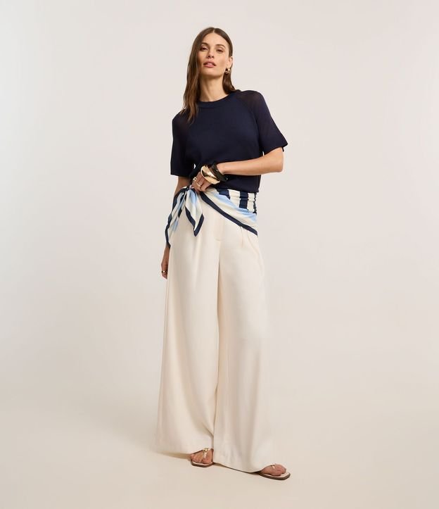 Blusa en Punto con Sisa Raglán y Manga Transparente 3