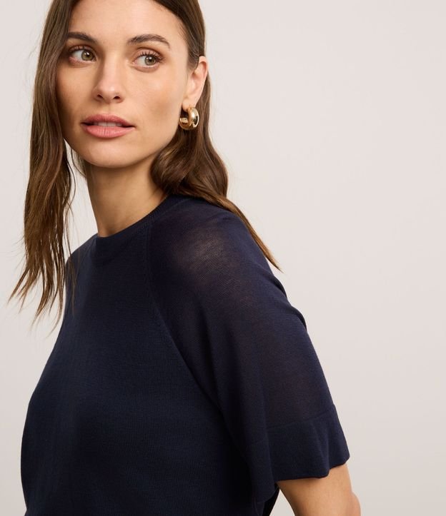 Blusa en Punto con Sisa Raglán y Manga Transparente 4