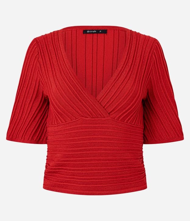 Blusa Texturizada en Punto con Escote V e Hilo Metalizado 5