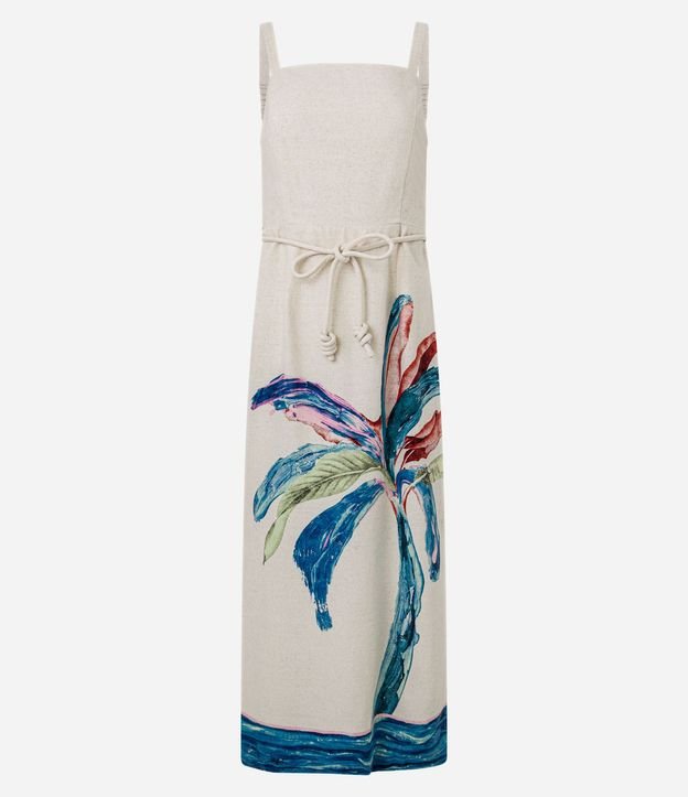 Vestido Evasê en Viscolino con Estampa Follaje Aquarelada 9