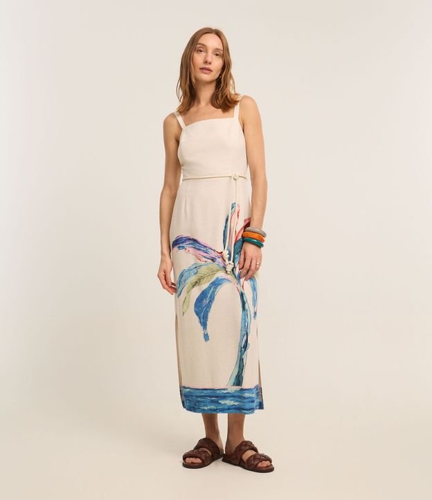 Vestido Evasê en Viscolino con Estampa Follaje Aquarelada 2
