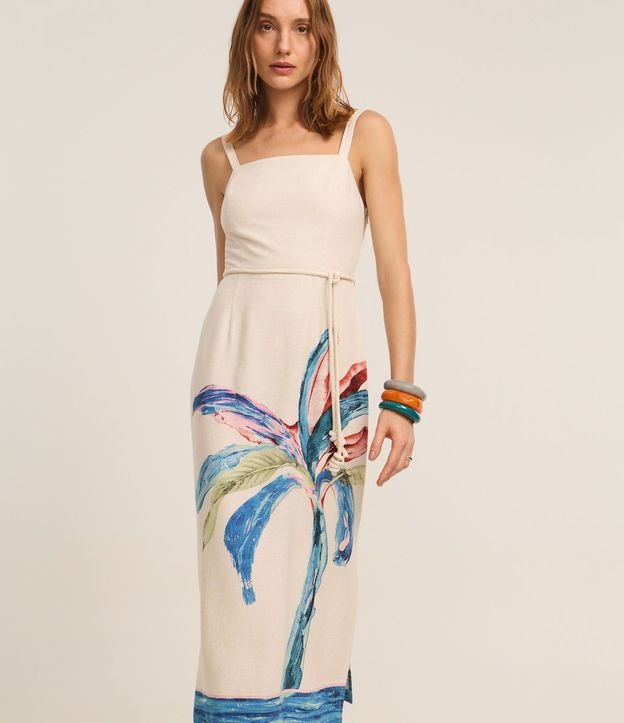 Vestido Evasê en Viscolino con Estampa Follaje Aquarelada 3