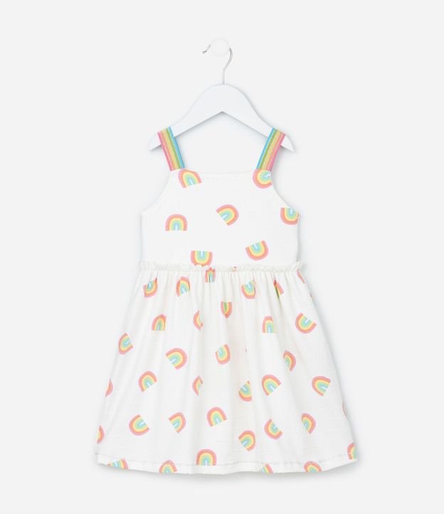 Vestido Bretel Fino Infantil Estampado de Arco-Íris Texturizado - Talle 1 a 6 años 2