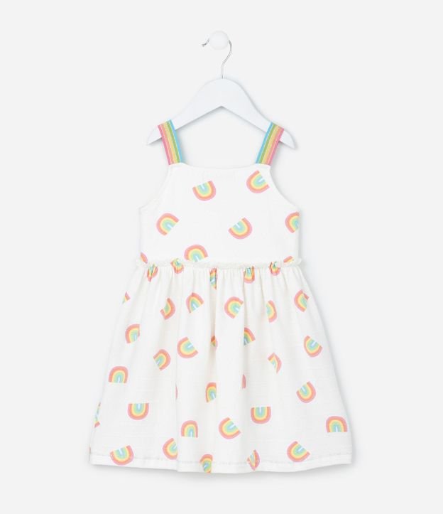 Vestido Bretel Fino Infantil Estampado de Arco-Íris Texturizado - Talle 1 a 6 años 3