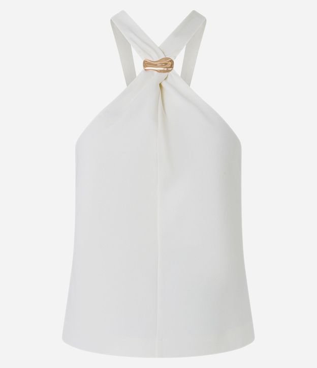 Blusa en Crepé con Adornos y Fruncido en el Cuello Halter 5