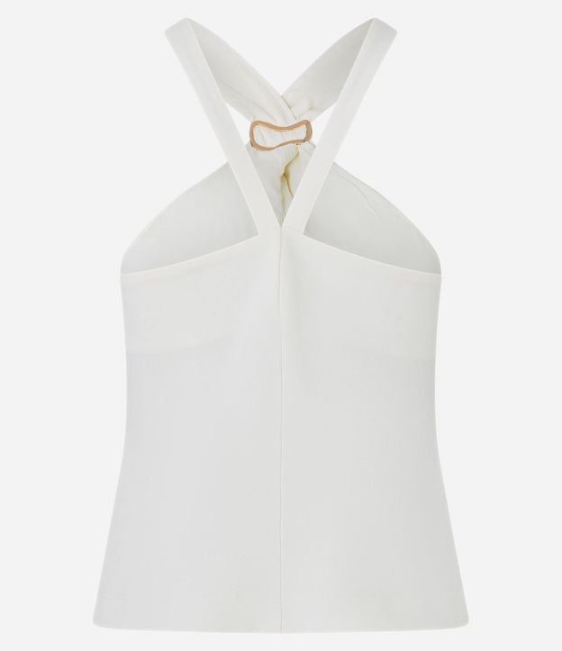 Blusa en Crepé con Adornos y Fruncido en el Cuello Halter 6