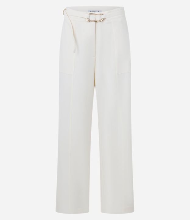 Pantalón Recto en Crepé con Cinturón y Hebilla 5