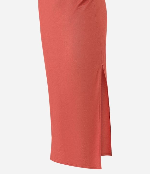 Vestido Long Midi en Viscolino con Bretel Torcida y Fruncidos 7