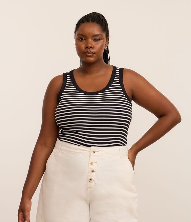 Blusa Musculosa en Rib con Rayas Curve & Plus Size