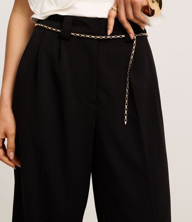 Pantalón Wide Leg en Crepé con Cinturón Cadena 5