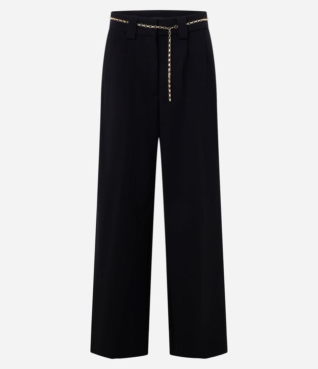 Pantalón Wide Leg en Crepé con Cinturón Cadena 6