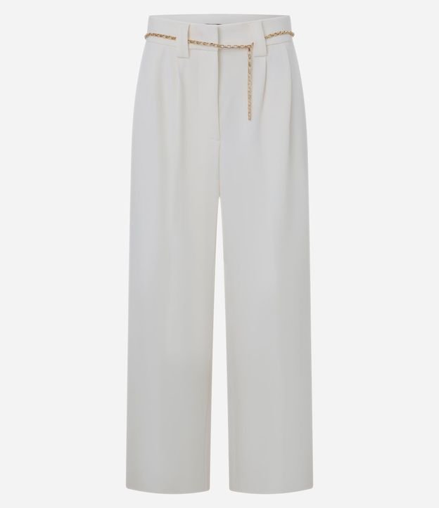 Pantalón Wide Leg en Crepé con Cinturón Cadena 6