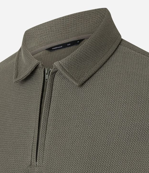 Camisa Polo Slim con Cremallera en el Cuello y Texturizada 7