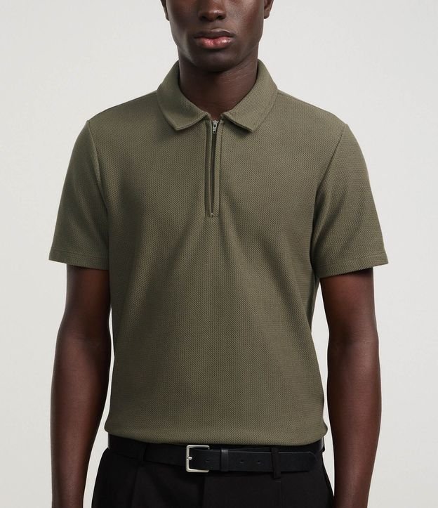 Camisa Polo Slim con Cremallera en el Cuello y Texturizada 3