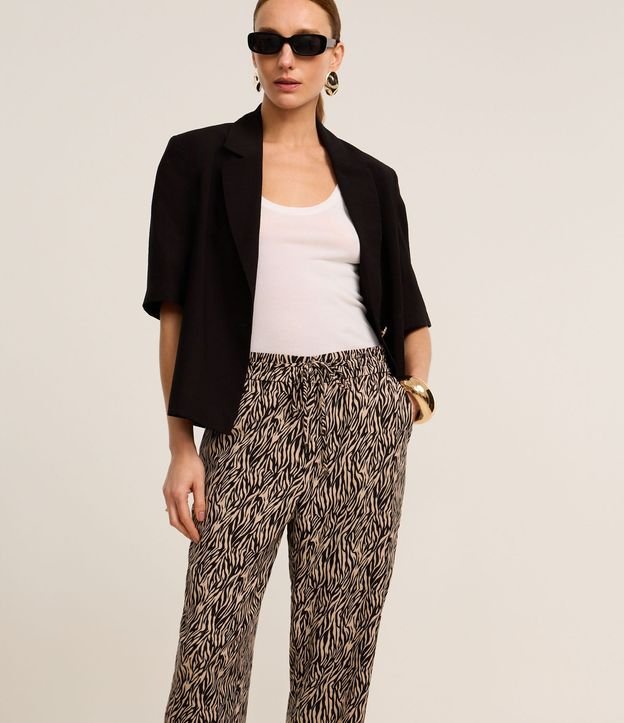 Pantalón Fluída en Crepé Estampa Animal Print Zebra 2