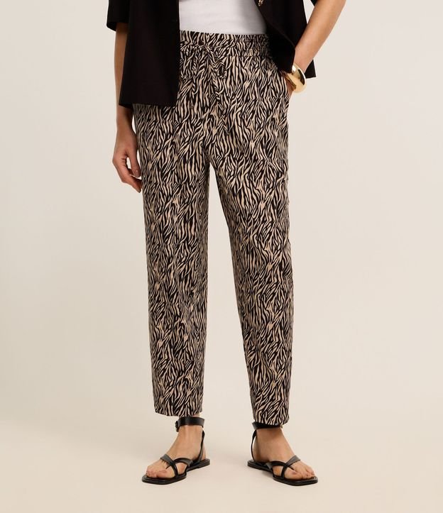 Pantalón Fluída en Crepé Estampa Animal Print Zebra 3
