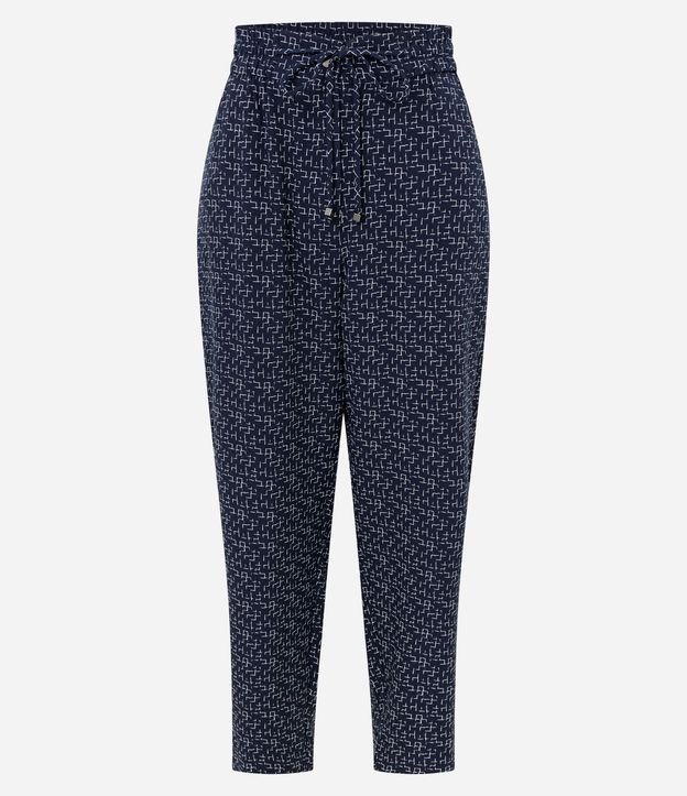 Pantalón en Crepé con Estampado Geométrico y Cintura Elástica