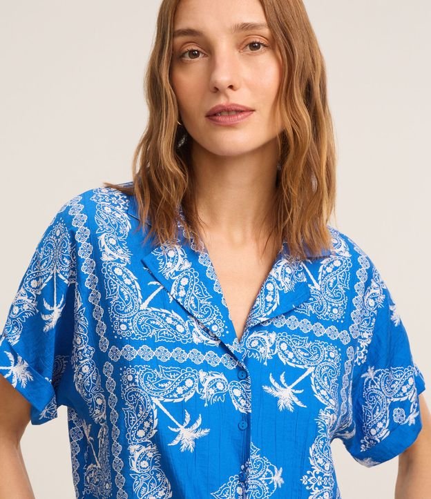 Camisa en Viscosa con Lazo y Estampa Paisely 3