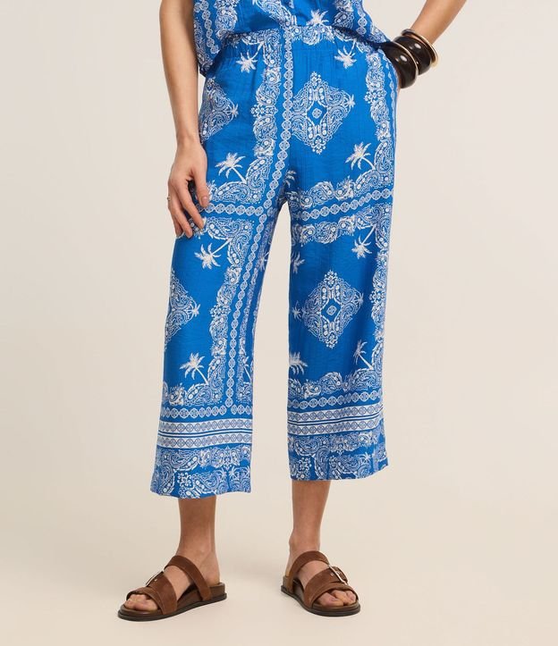 Pantalón Pantacourt Cintura Alta en Viscosa con Estampa Paisley 3
