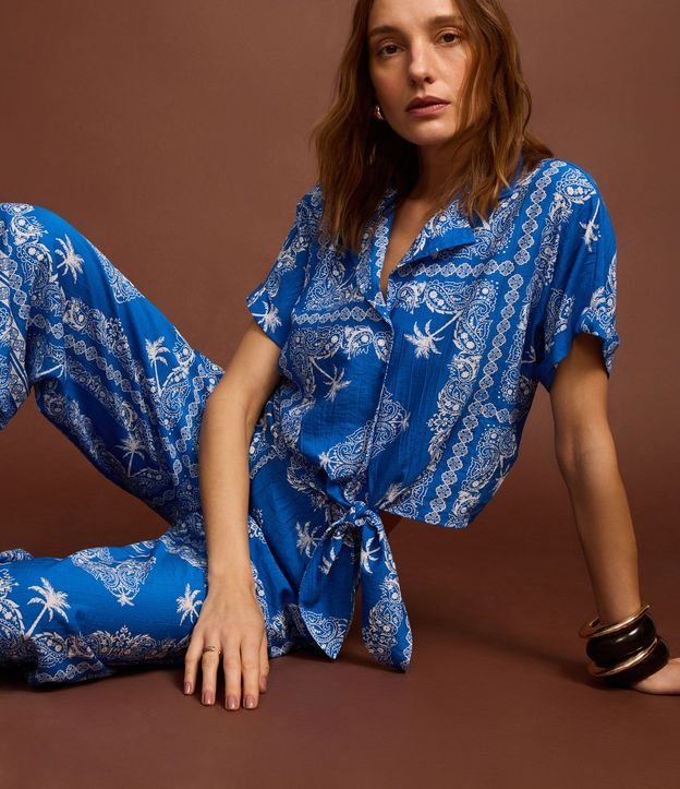 Pantalón Pantacourt Cintura Alta en Viscosa con Estampa Paisley 7