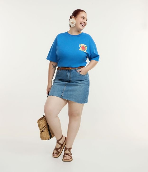 Pollera Midi en Jeans con Fenda y Ruedo a Hilo Curve & Plus Size