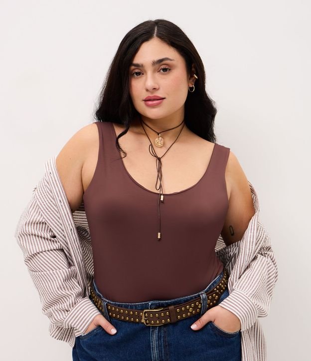 Blusa Musculosa en Poliamida con Breteles Anchos Curve & Plus Size