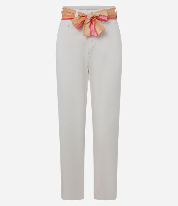Pantalón Mom en Sarga con Pañuelo en la Cintura 5