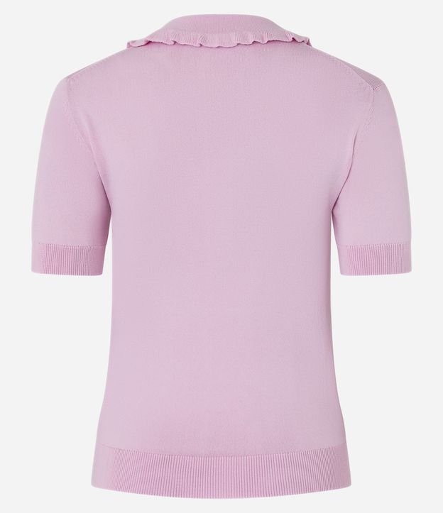 Blusa en Punto con Pliegues en el Cuello Polo 8