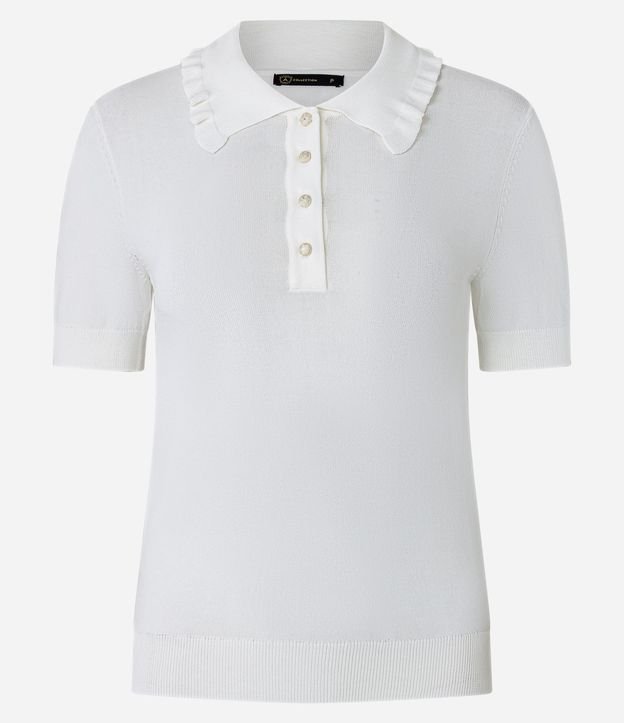 Blusa en Punto con Pliegues en el Cuello Polo 5