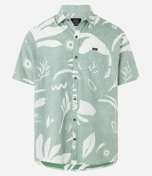Camisa Relaxed en Tricolina con Estampa de Follajes y Bolsillo 5