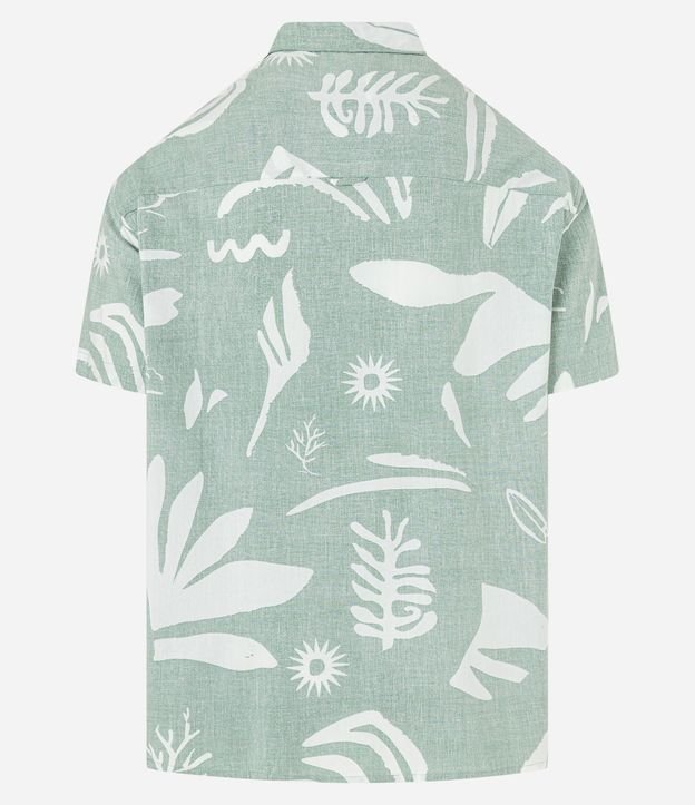 Camisa Relaxed en Tricolina con Estampa de Follajes y Bolsillo 7