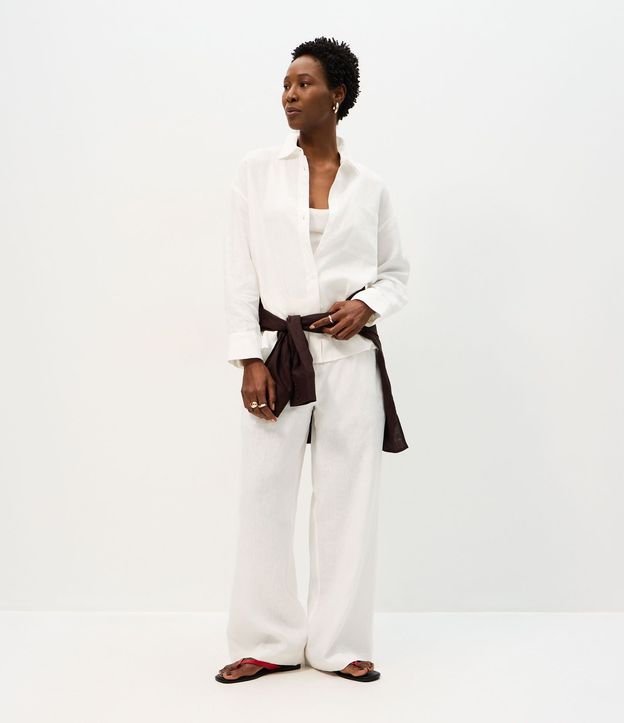 Camisa Oversized en Lino con Bolsillo en el Pecho 2