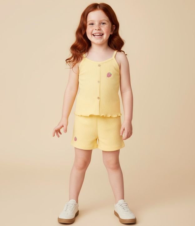 Conjunto Infantil en Rib con Bordado de Frutilla - Talle 1 a 6 años