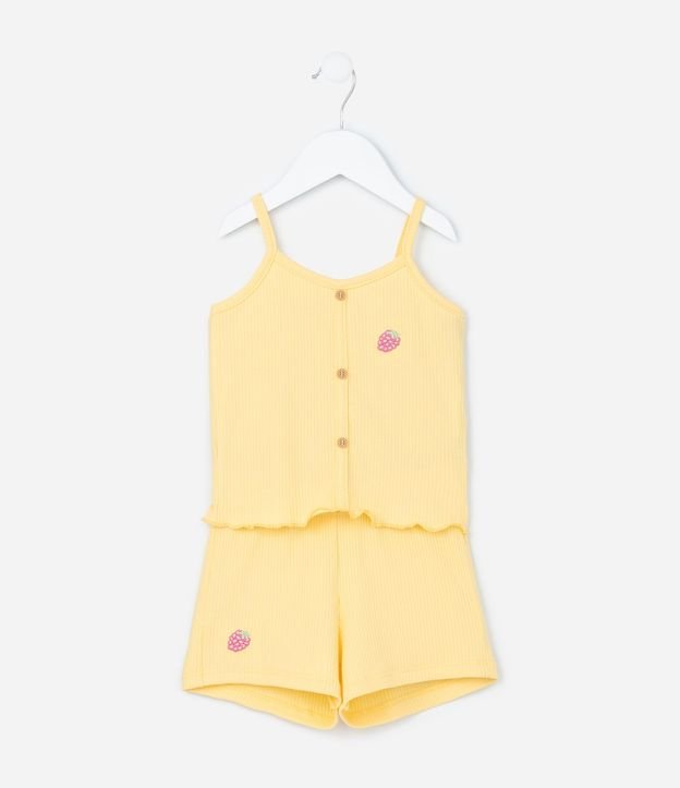 Conjunto Infantil en Rib con Bordado de Frutilla - Talle 1 a 6 años 2
