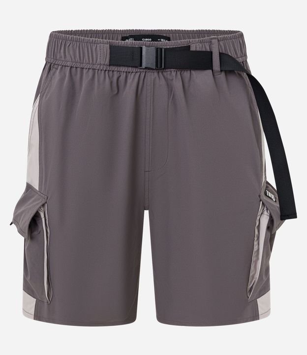 Bermuda Baggy con Cintura Elástica Cinturón Ajustable y Bolsillo Cargo 3