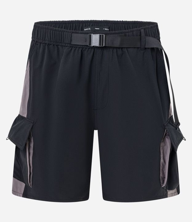 Bermuda Baggy con Cintura Elástica Cinturón Ajustable y Bolsillo Cargo 2