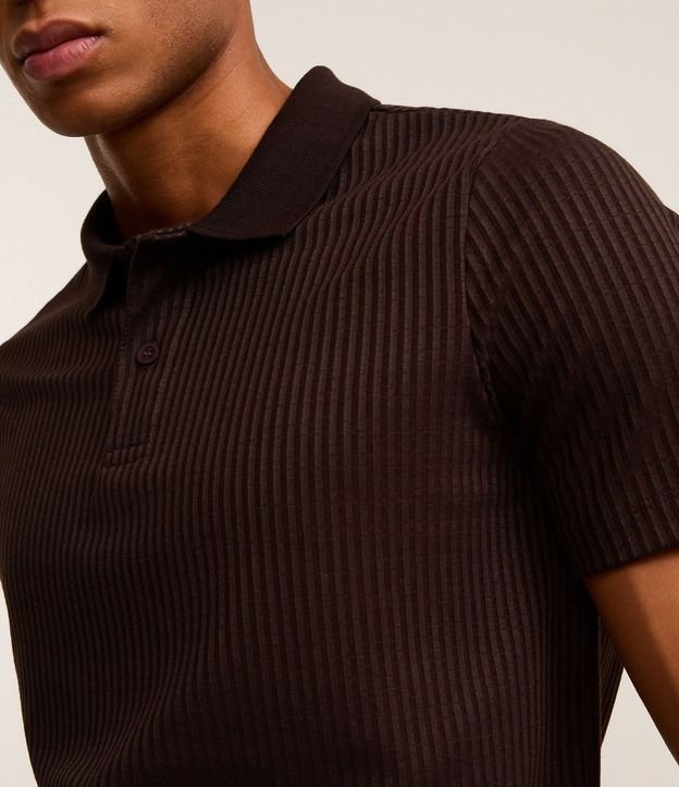 Camisa Slim con Cuello Polo y Textura Acanalada 3
