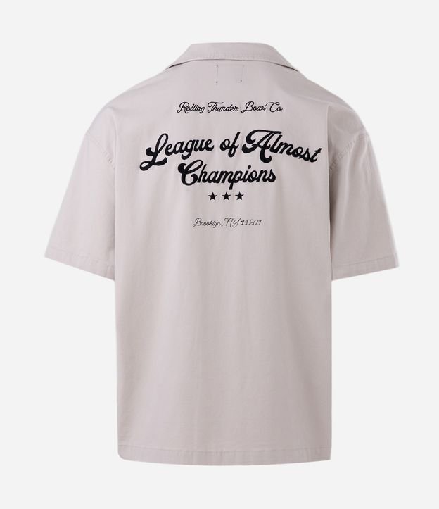 Camisa Boxy en Algodón Texturizado y Estampa Lettering Bordado 6
