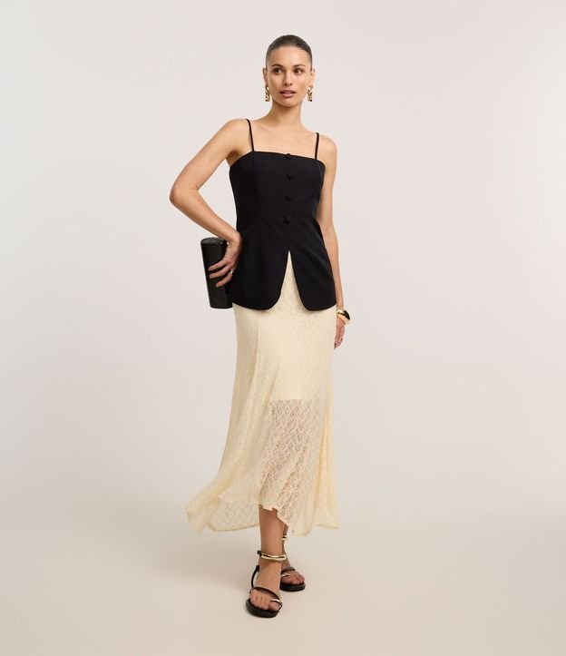 Pollera Long Midi en Encaje con Punto Cutout