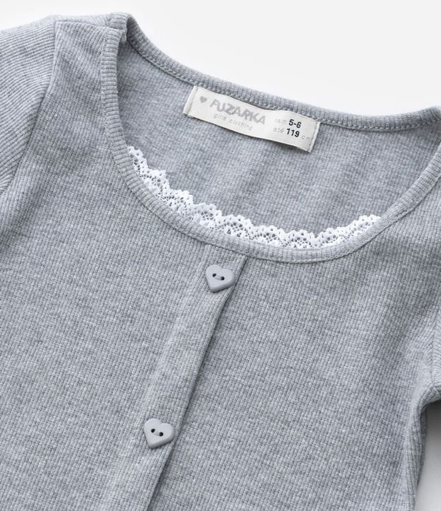 Blusa Infantil en Rib con Superposición de Encaje - Talle 5 a 14 años 7