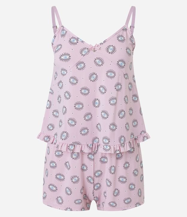 Pijama Short Doll en Microfibra con Estampa de Ojo Turco 6