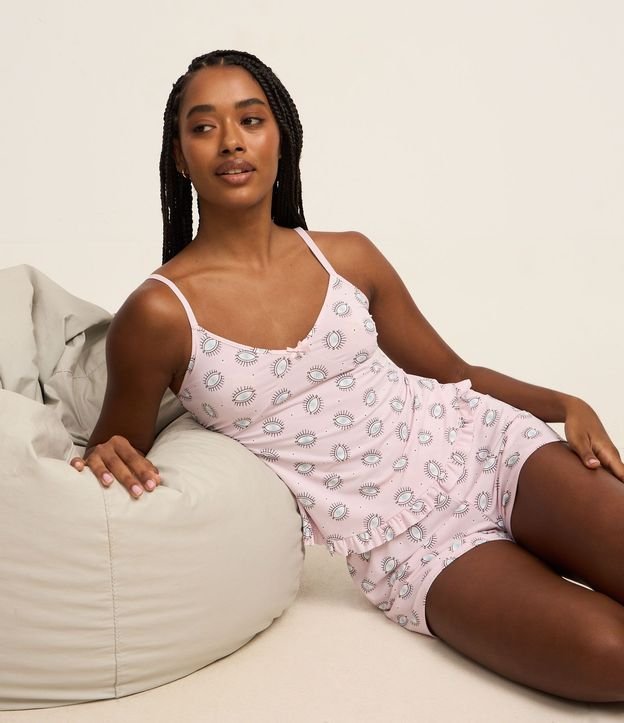 Pijama Short Doll en Microfibra con Estampa de Ojo Turco 1