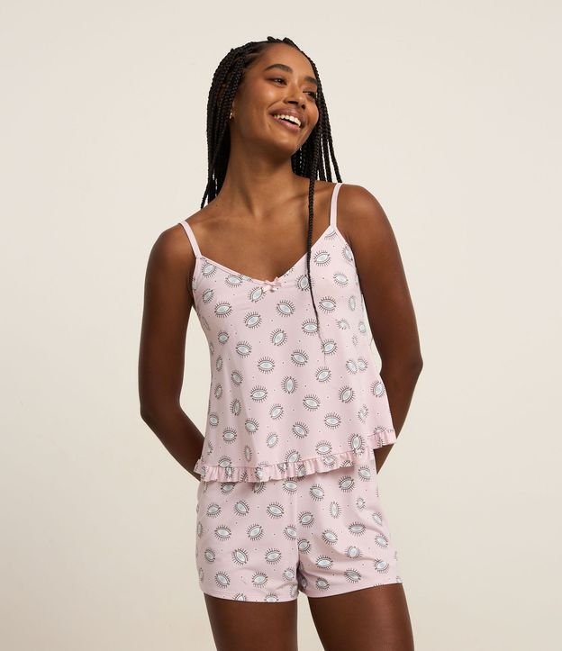 Pijama Short Doll en Microfibra con Estampa de Ojo Turco 2