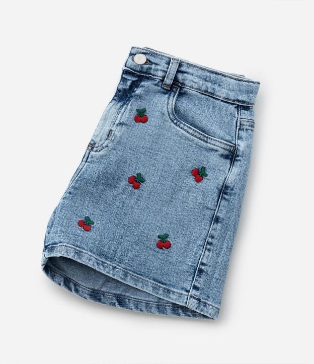 Short Infantil en Jeans con Bordado de Cerezas - Talle 5 a 14 años 8