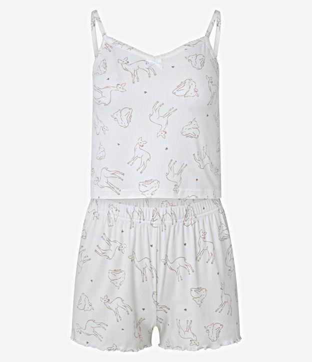 Pijama Short Doll en Rib con Estampado de Animalito 5